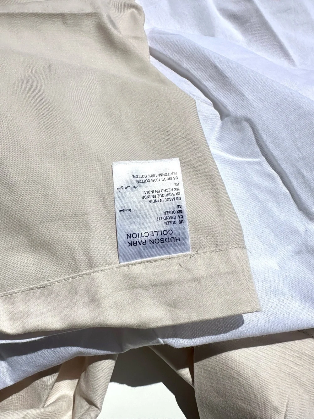 New Hudson Park Queen Classic Tailored Bedskirt Ivory Beige Satin Supima Cotton